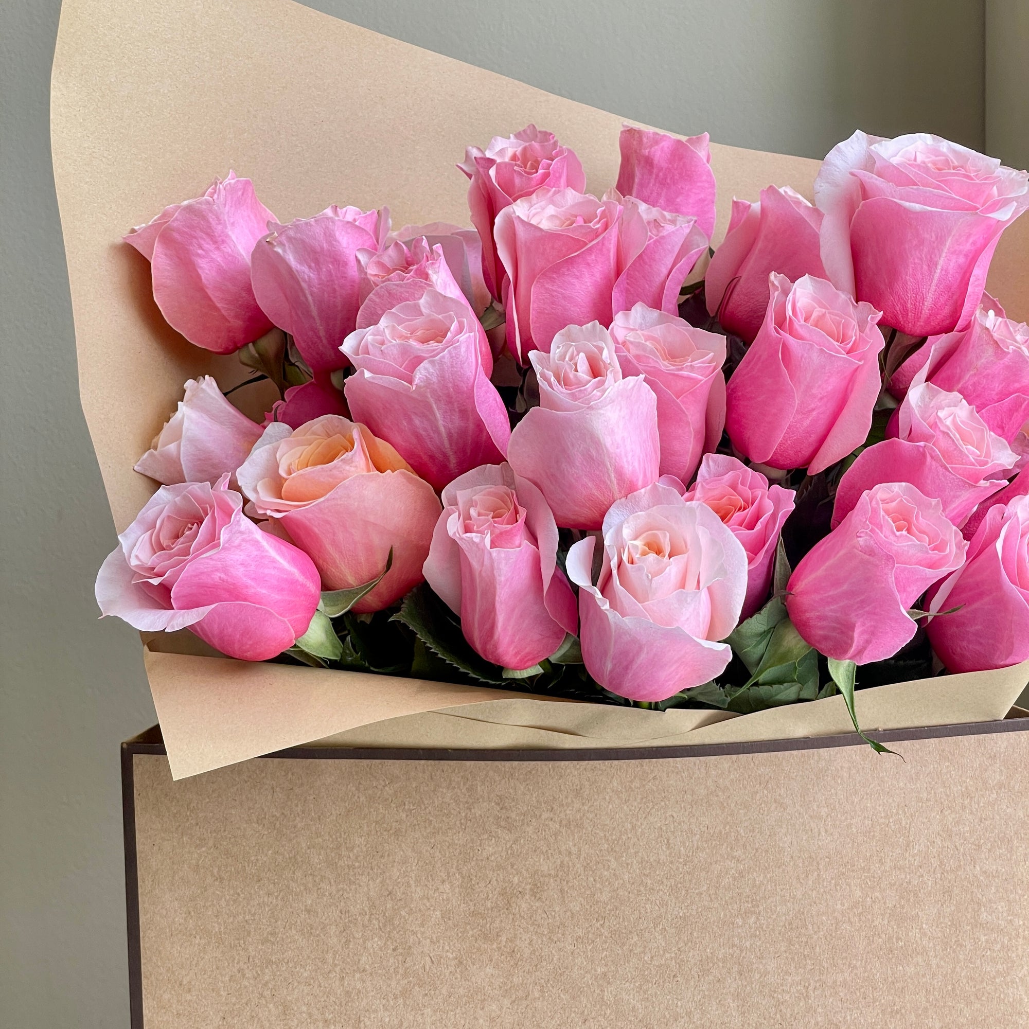 Flamingo Pink Roses (31 stems) - Florette Gift Bag