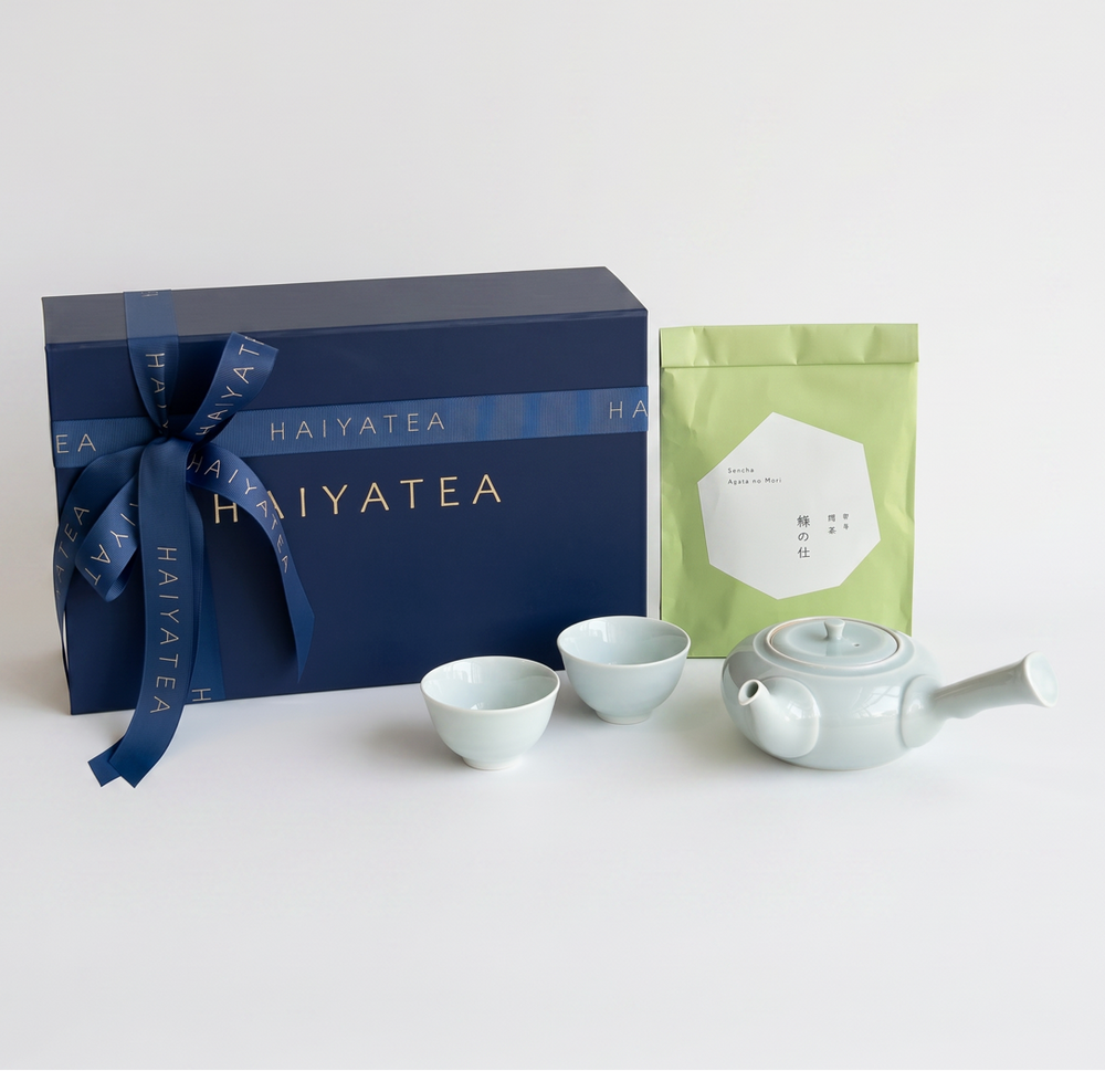 Saikai Ceramics: Hasamiyaki Blue Porcelain Kyusu Set