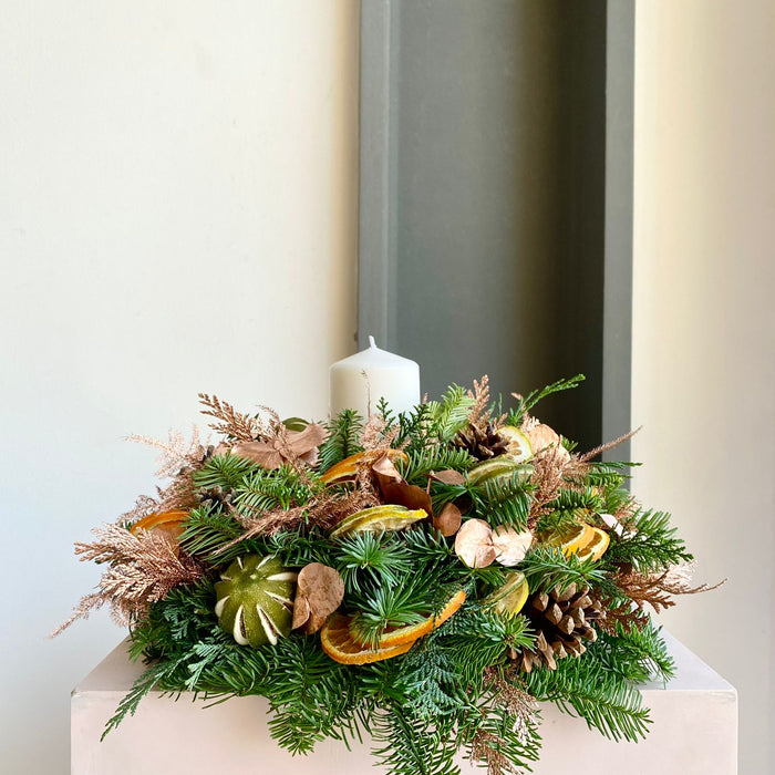 Florette's FRANKFURT Christmas Single-Candle Centerpiece